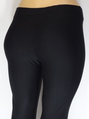 Дамски макси плътен еластичен  панталон в големи размери с ефект цип и камъчета на крачола  03 00429