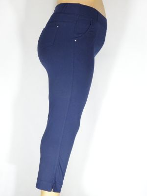Дамски макси  еластичен панталон в големи размери изчистен в синьо 03 00458