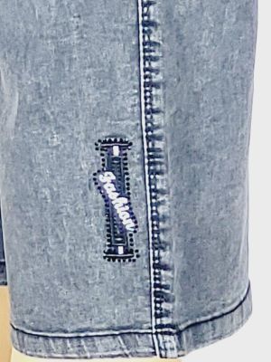 Дамски макси летни еластични дънки в големи размери с нежна бродерия на крачола в сиво 02 00440
