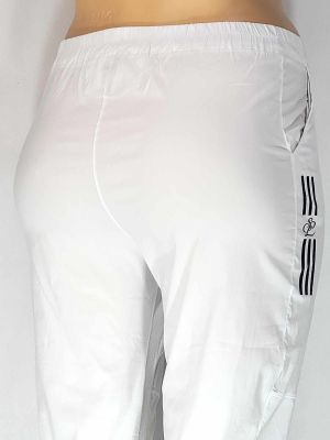 Дамски макси спортни летни еластични панталони в големи размери с интересна щампа в бяло 03 00462