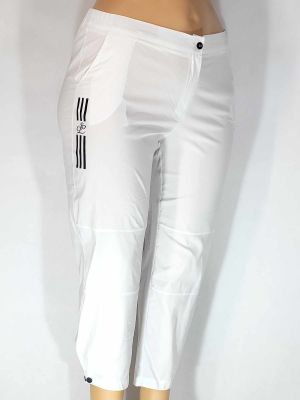 Дамски макси спортни летни еластични панталони в големи размери с интересна щампа в бяло 03 00462