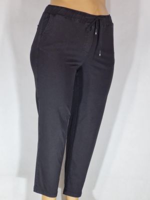 Дамски макси спортни  еластични дънки в големи размери изчистени тънки с връзки в  черно    02 00566