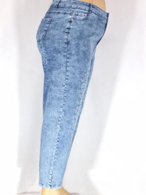 Дамски макси дънки в големи размери с  интересна тигрова щампа в синьо 02 00570