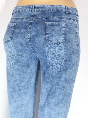 Дамски макси дънки в големи размери с  интересна тигрова щампа в синьо 02 00570