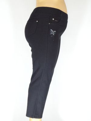 Дамски макси еластичен тънък панталон в големи размери с апликация пеперуда  на джоба 03 00312
