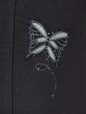 Дамски макси еластичен тънък панталон в големи размери с апликация пеперуда  на джоба 03 00312
