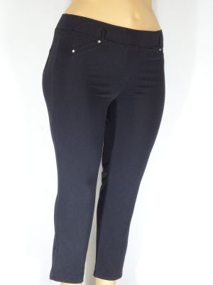 Дамски макси еластичен тънък панталон в големи размери в черно с цип на крачола  03 00317