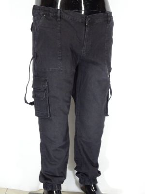 Мъжки модерни дънки в големи размери със странични джобове с ластик отдолу в два цвята 21 00058