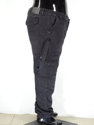 Мъжки модерни дънки в големи размери със странични джобове с ластик отдолу в два цвята 21 00058