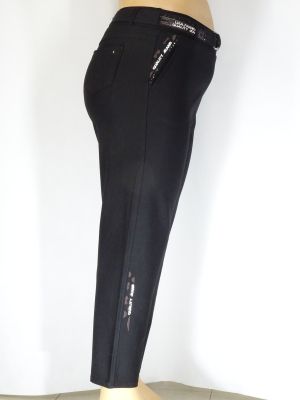 Дамски макси зимен еластичен панталон с бродерия и колан 03 00360