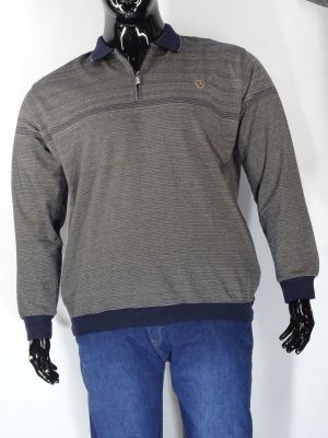 Мъжка блуза в големи размери с яка и цип от финна плетка  и ластик отдолу в три цвята  20 00416