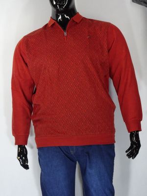 Мъжка блуза в големи размери с яка и цип от  плътно рипсено трико с щампа и ластик отдолу в три цвята  20 00417