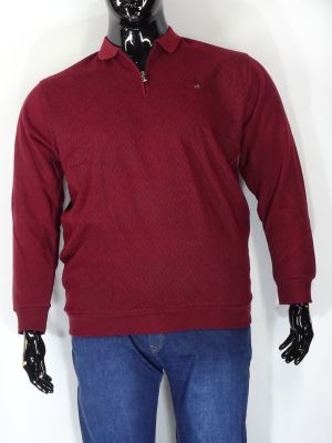 Мъжка блуза в големи размери с яка и цип от  плътно рипсено трико с щампа и ластик отдолу в три цвята  20 00417